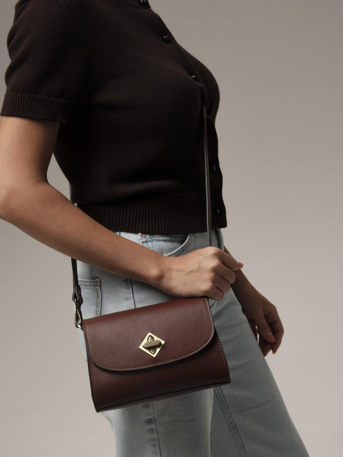 Сумка кожаная на плечо кросс-боди рыжая