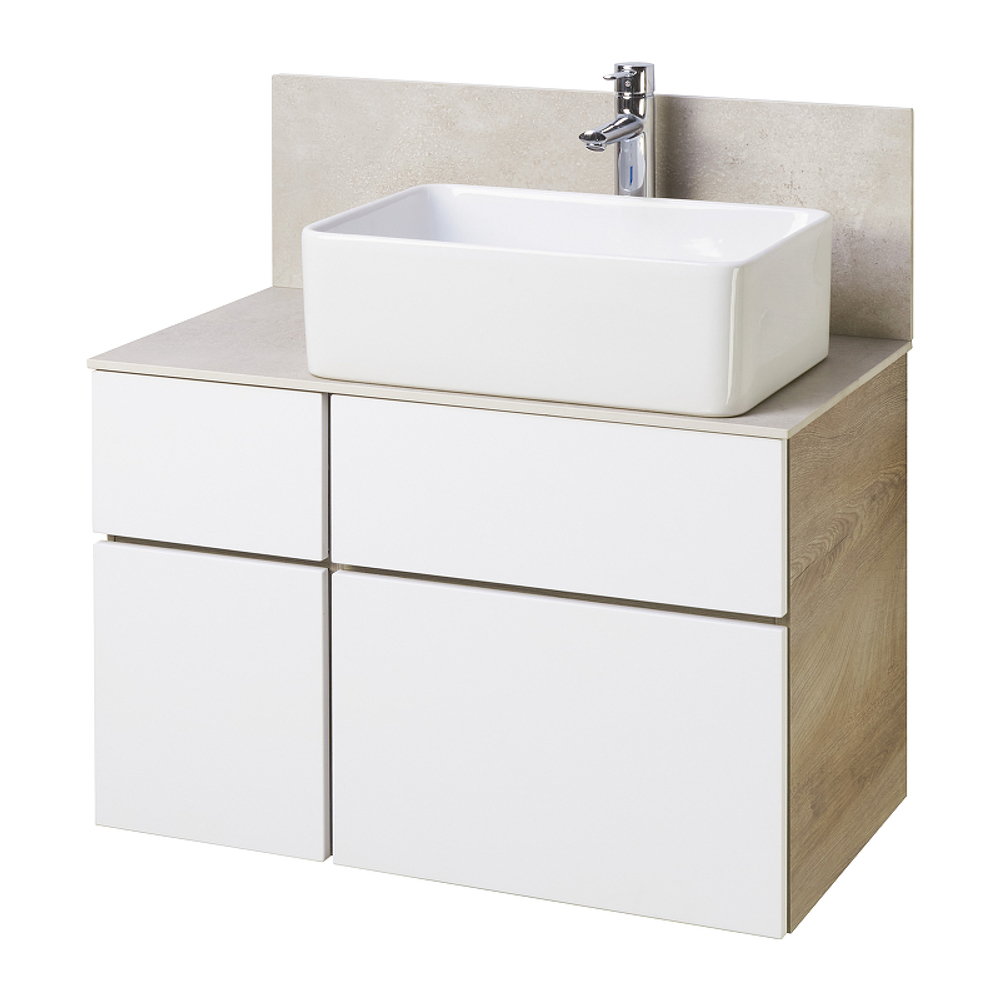 Столешница под раковину Aquaton Мишель 80 с панелью, керамогранит, бежевый (1A277203MIX40)