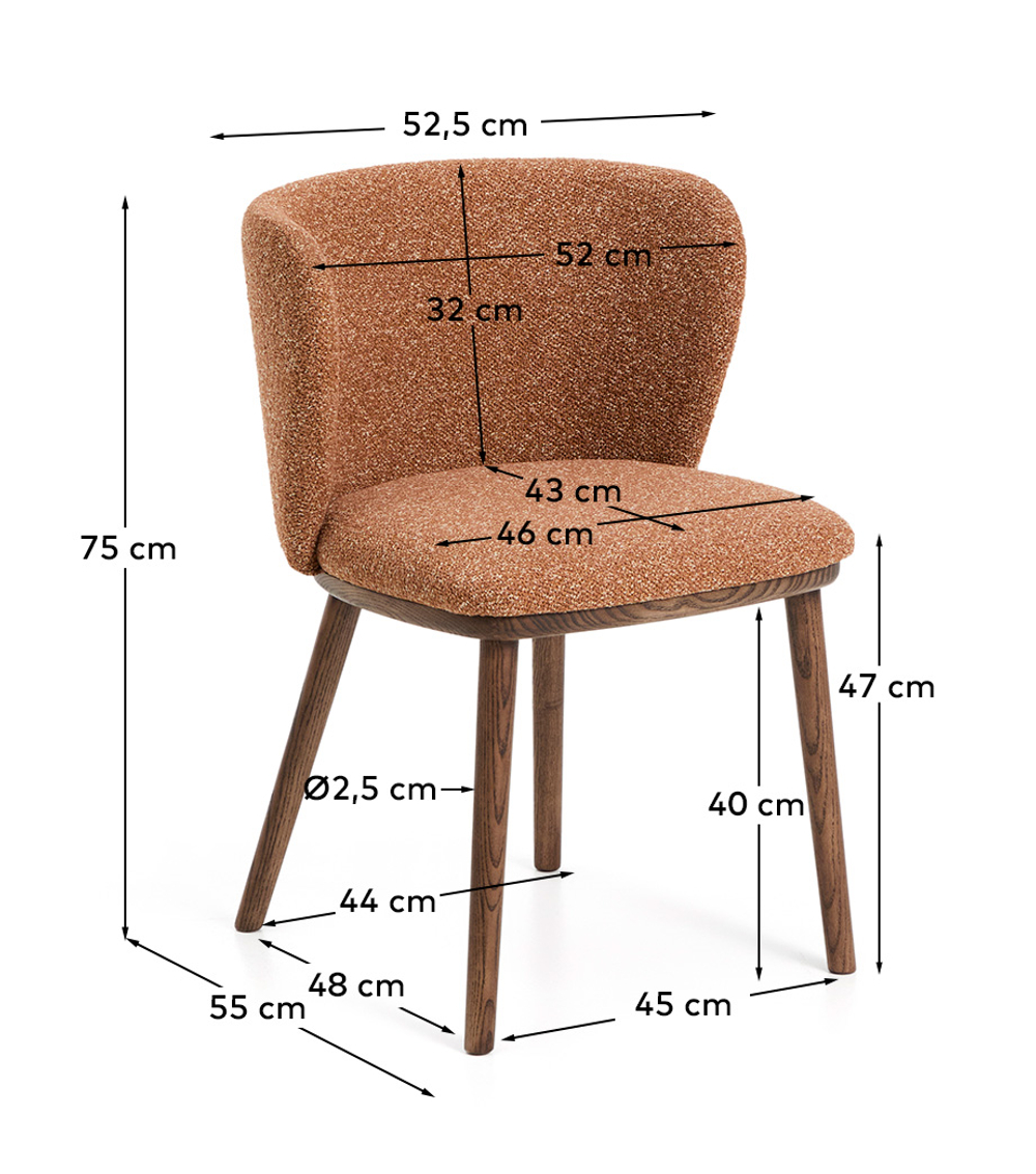 Стул Ciselia из терракотового шенилла с ножками из ясеня в отделке орех