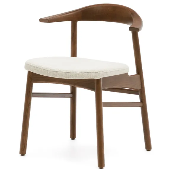 Стул Timons из бежевой синели из массива дуба с отделкой орех FSC Mix Credit