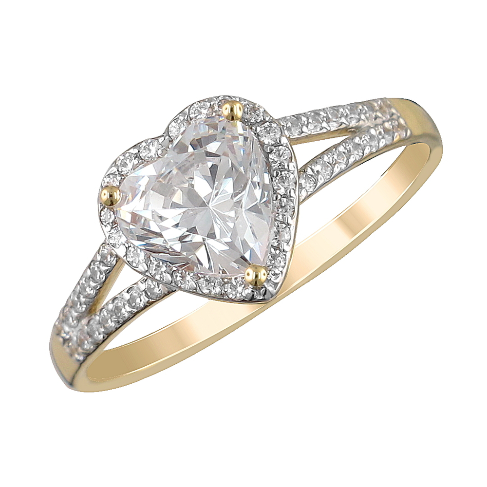 Кольцо с кристаллом Swarovski из жёлтого золота 585 пробы JA-R-1312184Р