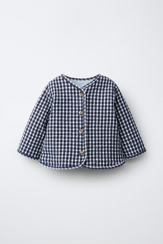 ZARA КУРТКА В КЛЕТКУ ВИШИ, МОРСКОЙ СИНИЙ