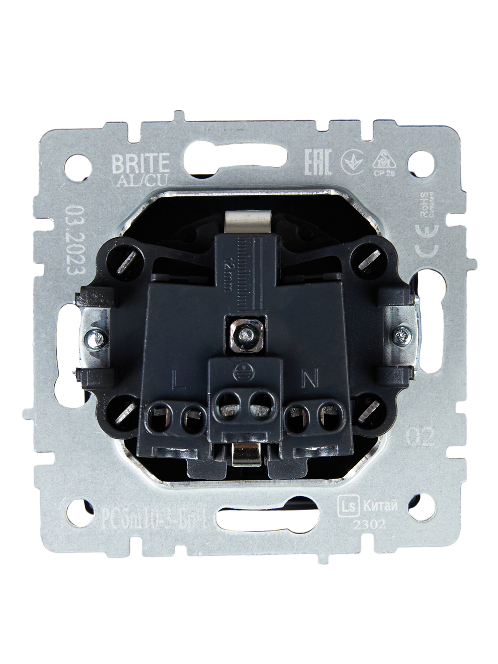 BRITE Розетка 1-местная с заземлением с защитными шторками и крышкой 16А IP20 РСбш10-3-БрЧ черный IEK