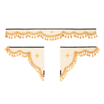 Ламбрекен 1,8м с косынками универсальные стеганые Роза Ветров (экокожа, бежевый, золотые кисточки)