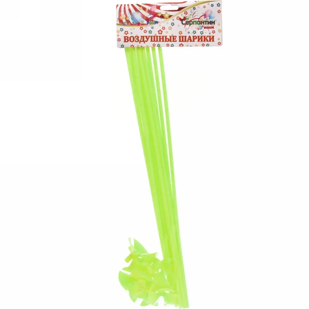 Набор палочек для шариков воздушных с держателем, 42 см (10 шт), салатовый