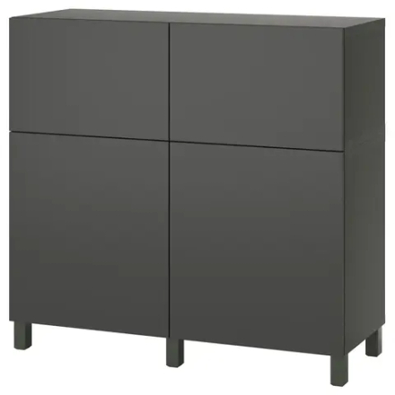Комбинация для хранения - IKEA BESTÅ/BESTA, 120х42х112 см, черный матовый, БЕСТО ИКЕА