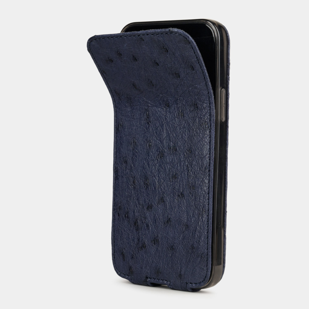 Чехол кожаный для iPhone 12/12Pro синего цвета