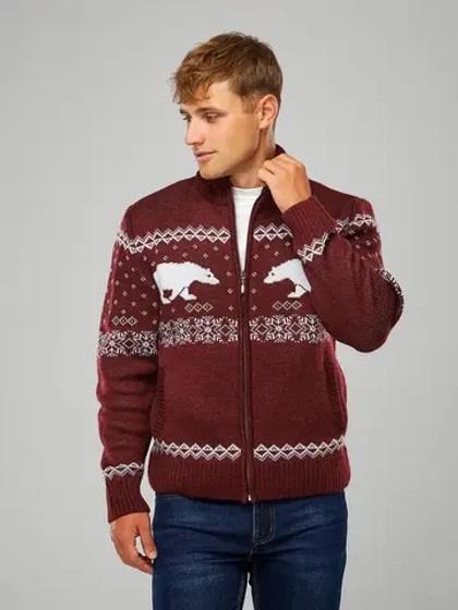 Свитер новогодний на молнии с высоким воротником