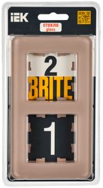 BRITE Рамка 2-местная РУ-2-2-Бр стекло дымчатый RE IEK