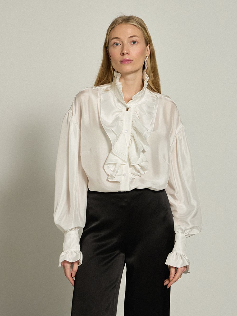 Рубашка с жабо хлопок/шелк