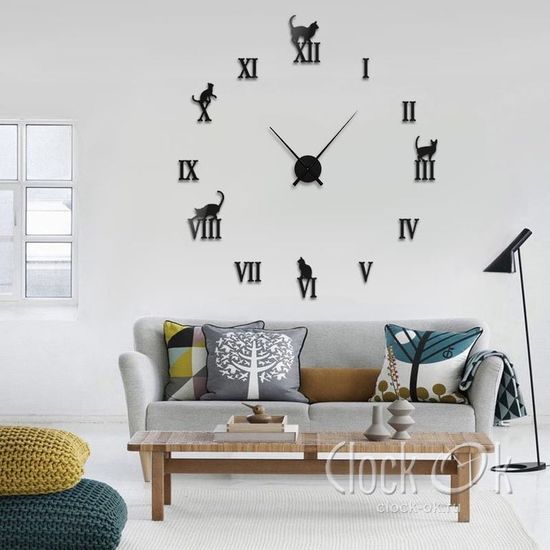 Настенные 3D часы Charm Cat