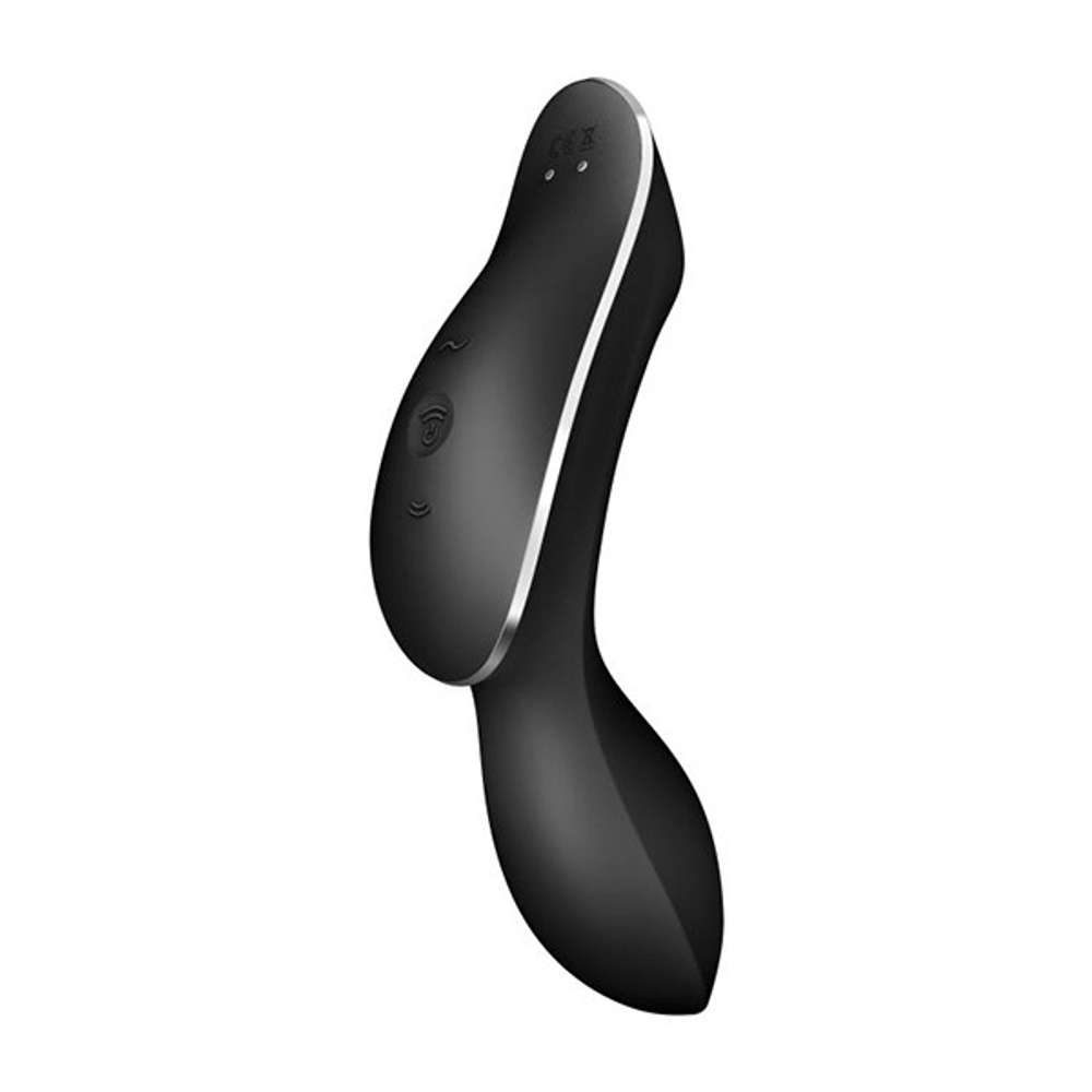 Черный вибромассажер с вакуумной стимуляцией 17,4см Satisfyer Curvy Trinity 2