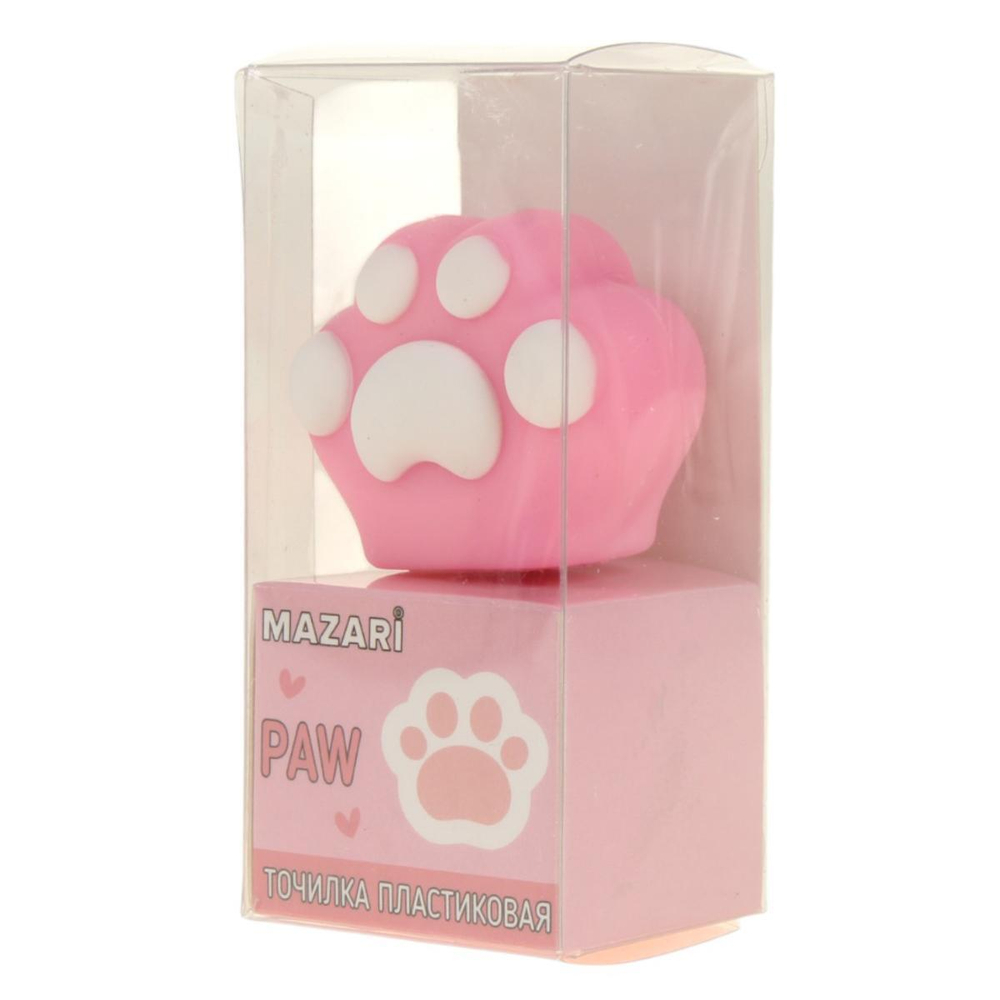 Точилка 1отв. PAW" пласт, ассорти 4 цвета (Mazari)