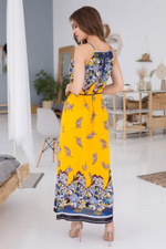 Длинное приталенное платье с разрезами по бокам (Размер: XL) (Цвет: желтый)