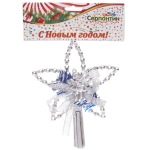 Звезда на ёлку «Ангел» с бантом 11,5*14,5 см, Серебро