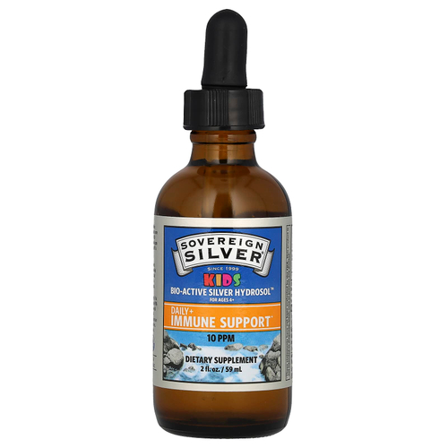 Sovereign Silver, Bio-Active Silver Hydrosol, спрей для поддержки иммунитета для ежедневного применения, для детей от 4 лет, 10 част./млн, 59 мл (2 жидк. унции)