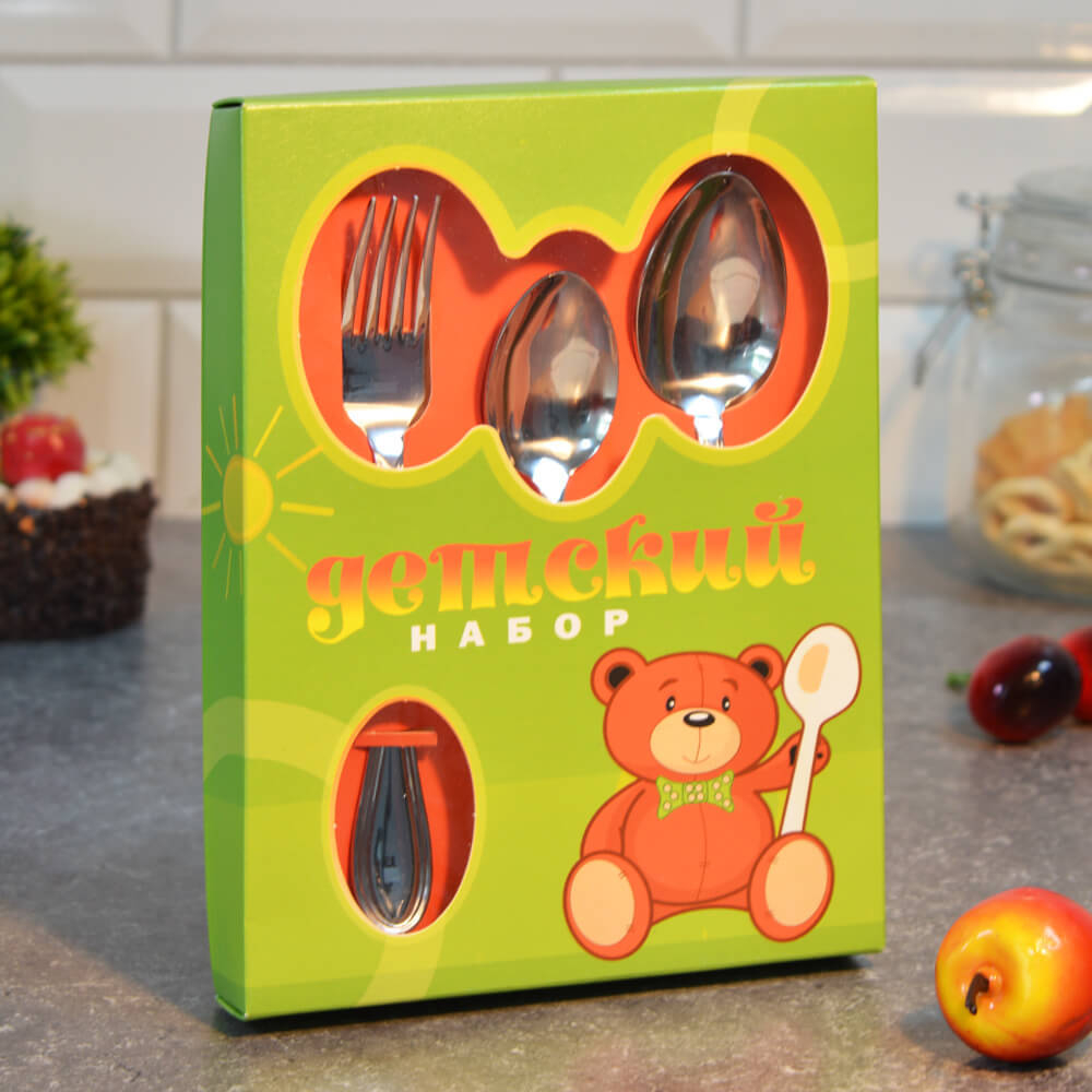 Набор столовых приборов 3 предмета "Детский" (ложка и вилка ст., ложка чайная)