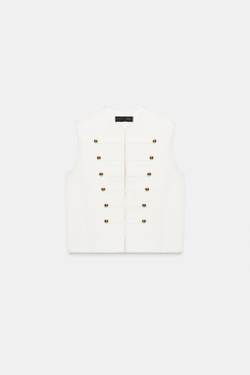 ZARA ТОП-ЖИЛЕТ С ПУГОВИЦАМИ, БЕЛЫЙ
