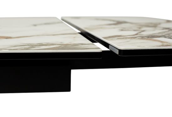 Стол LIVORNO 180 KL-188 Контрастный мрамор матовый, итальянская керамика/ черный каркас
