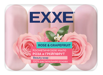 EXXE Косметическое мыло "Роза и грейпфрут" 4*70г ЭКОПАК