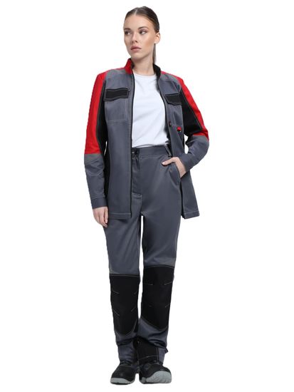 Костюм женский "Формула-1" (куртка+брюки) серый/красный/черный