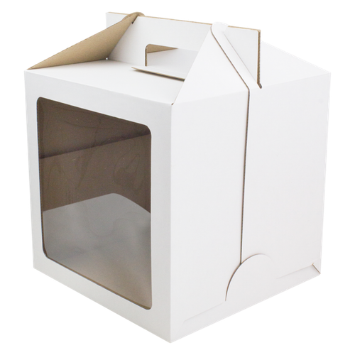 Коробка для торта с ручками и окном усиленная 24х24х20см