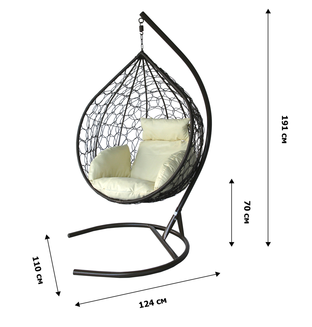 Кресло подвесное Сфера Лайт арт.BG6767 (стойка+основание.корич.,корзн.корич.,подуш.беж. 3уп. (Б))