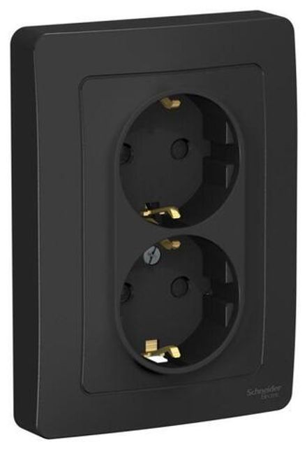 Розетка 2-м СП Blanca 16А IP20 250В с заземл. защ. шторки антрацит SE BLNRS001126