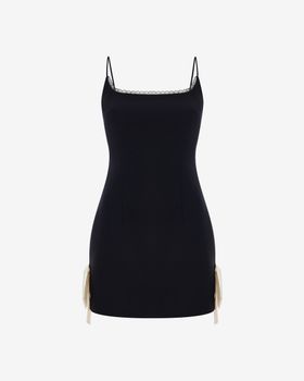 Платье мини из крепа с бантами из сатина