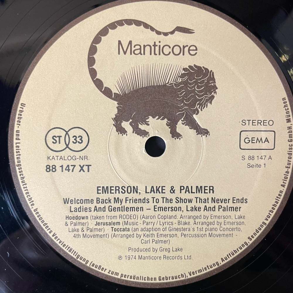 Винтажная виниловая пластинка LP Emerson, Lake and Palmer, Welcome Back My Friends To The Show That Never Ends, Ladies And Gentlemen (Германия 1974)