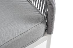 "Канны" левый модуль плетеный из роупа, каркас алюминий белый шагрень, роуп светло-серый круглый, ткань светло-серая