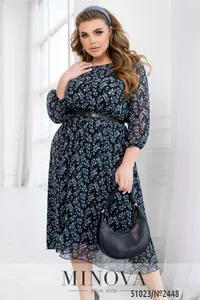 Платье 2448-черный-голубой Minova