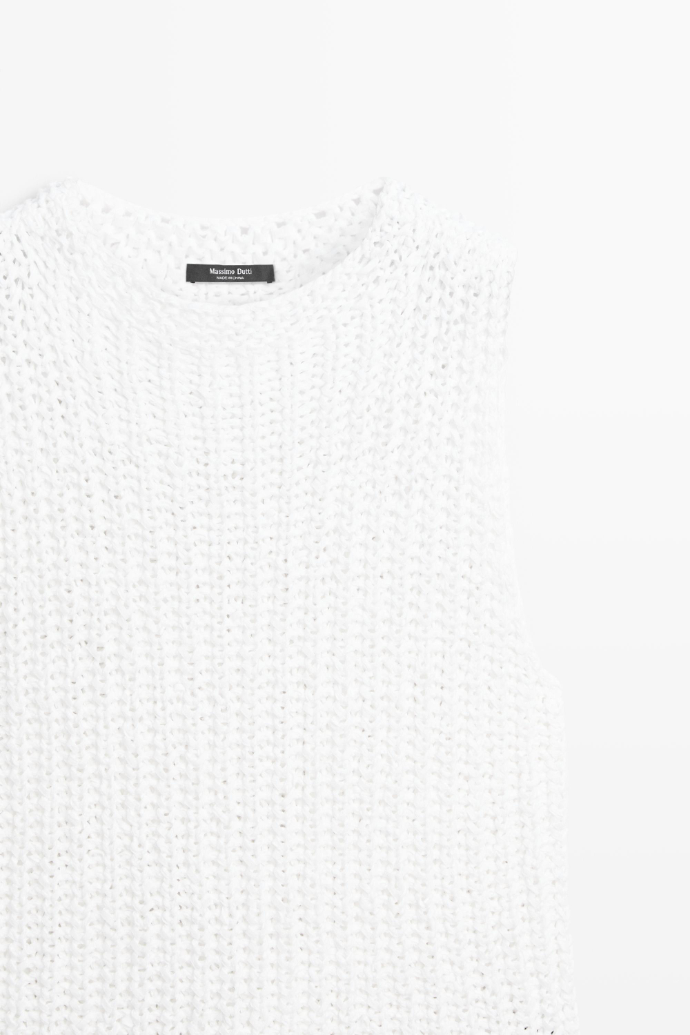 Massimo Dutti Топ из фактурного хлопкового трикотажа, белый