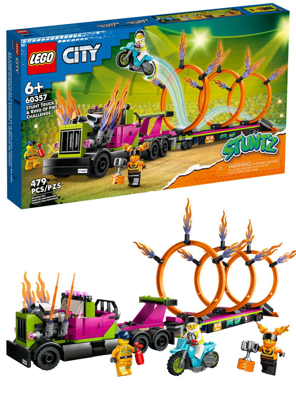 Конструктор лего City Stunt Truck and Ring of Fire 60357