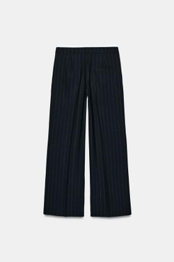 ZARA БРЮКИ С ШИРОКИМИ ШТАНИНАМИ И ДВОЙНЫМ ПОЯСОМ, ПОЛОСКИ