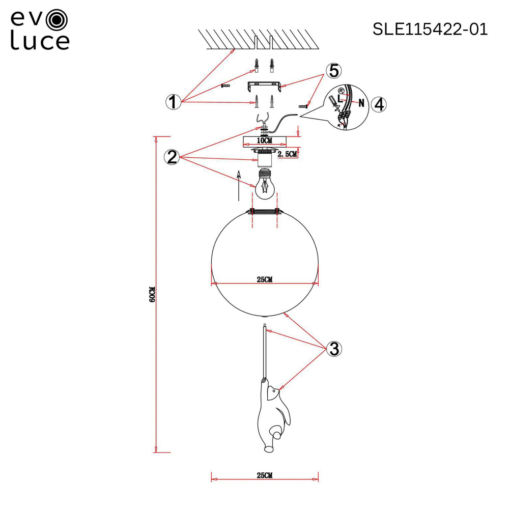 SLE115422-01 Подвес Белый/Белый E27 1*60W