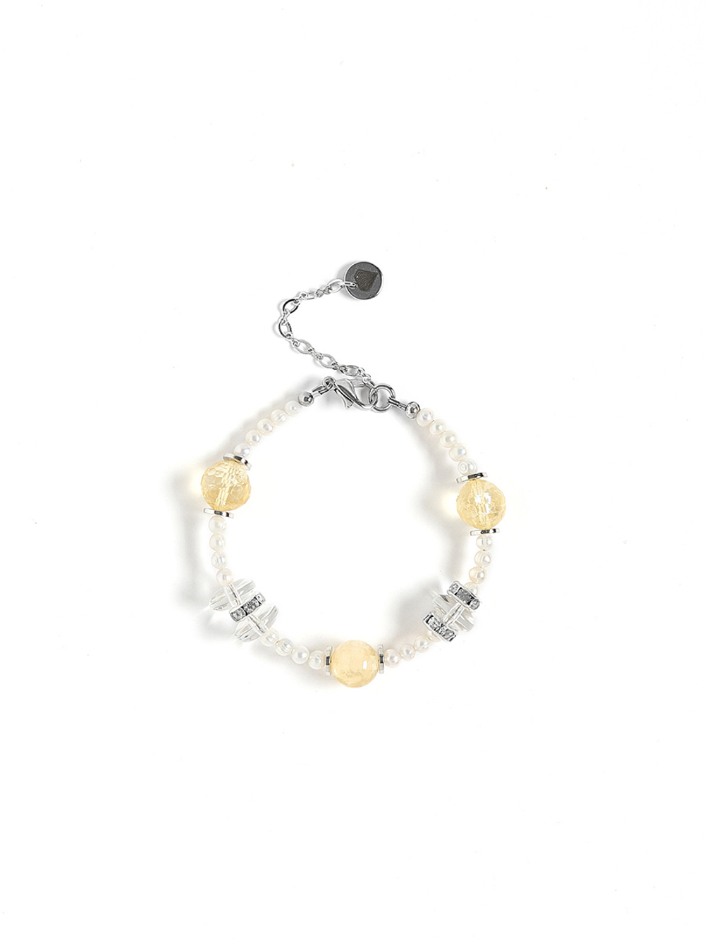 Браслет "Citrine pearl" Silver