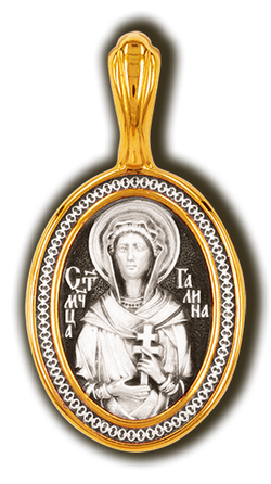 Святая Галина. Нательная икона из серебра 925* с позолотой.