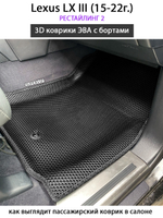 Передние автомобильные коврики ЭВА с бортами для Lexus LX III, рестайлинг 2 (15-22г.)