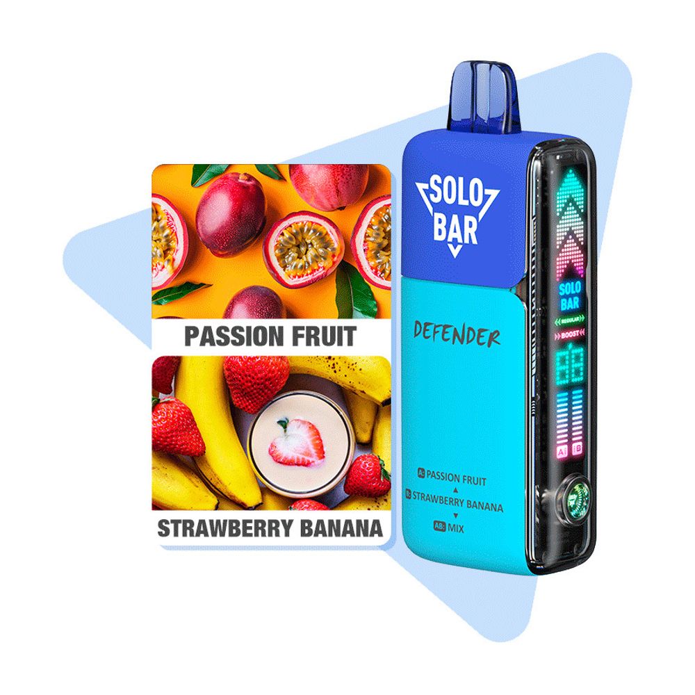 SOLOBAR DEFENDER 40K - Passion Fruit / Strawberry Banana (5% nic)