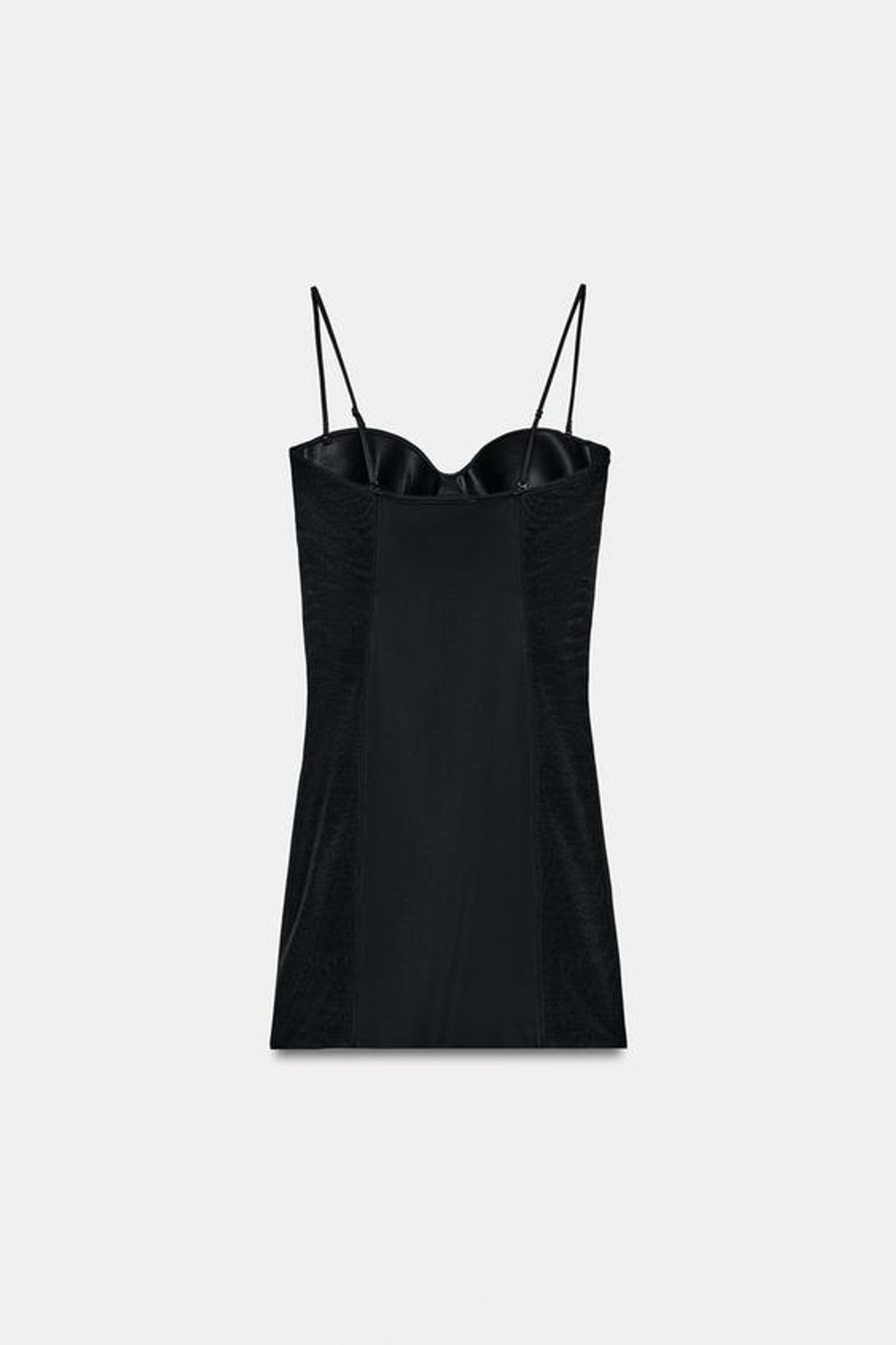 ZARA КОРОТКОЕ КОМБИНИРОВАННОЕ ПЛАТЬЕ, ЧЕРНЫЙ