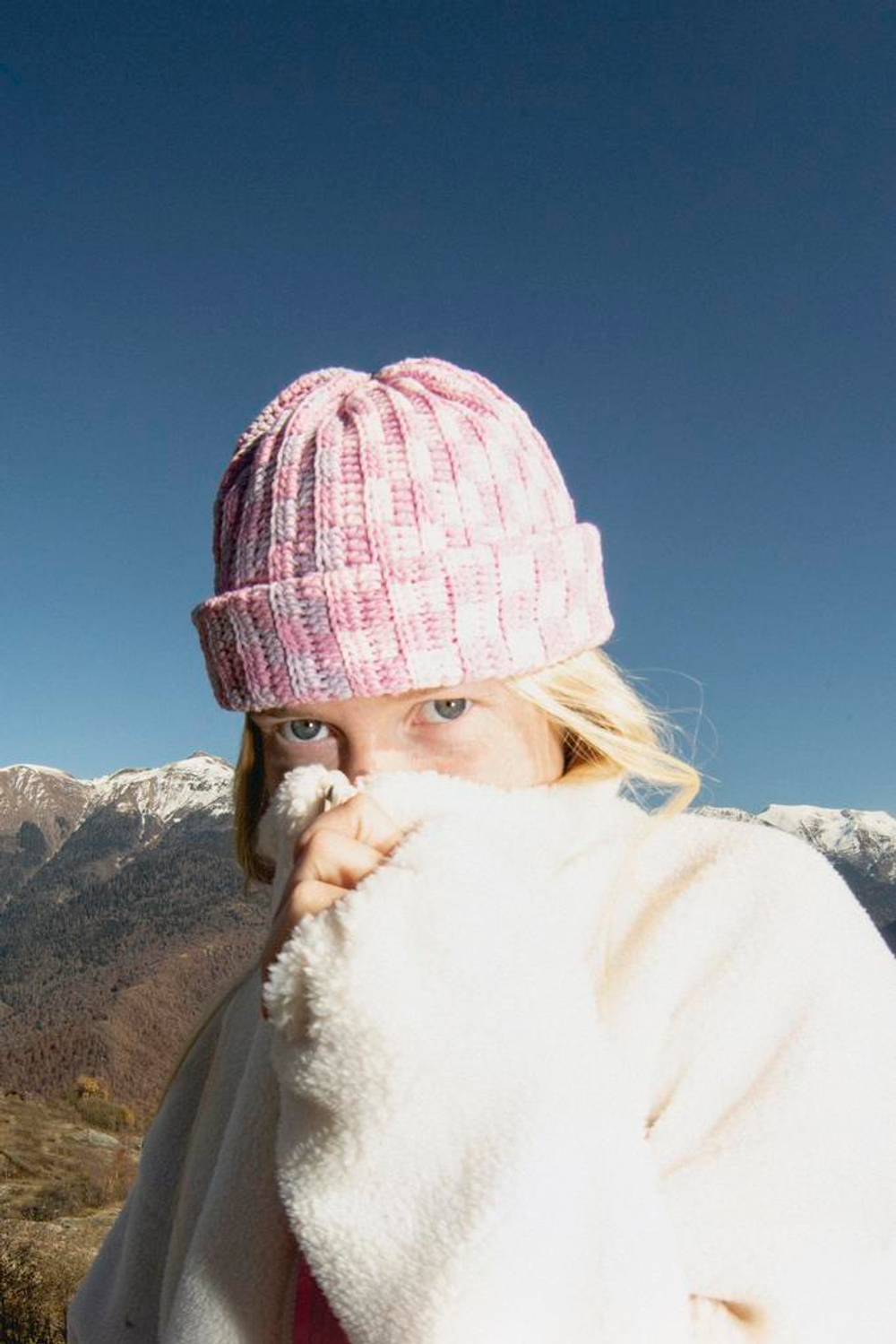 Шапка Jacob Cro Beanie Twins " Pink and Dry Gras"