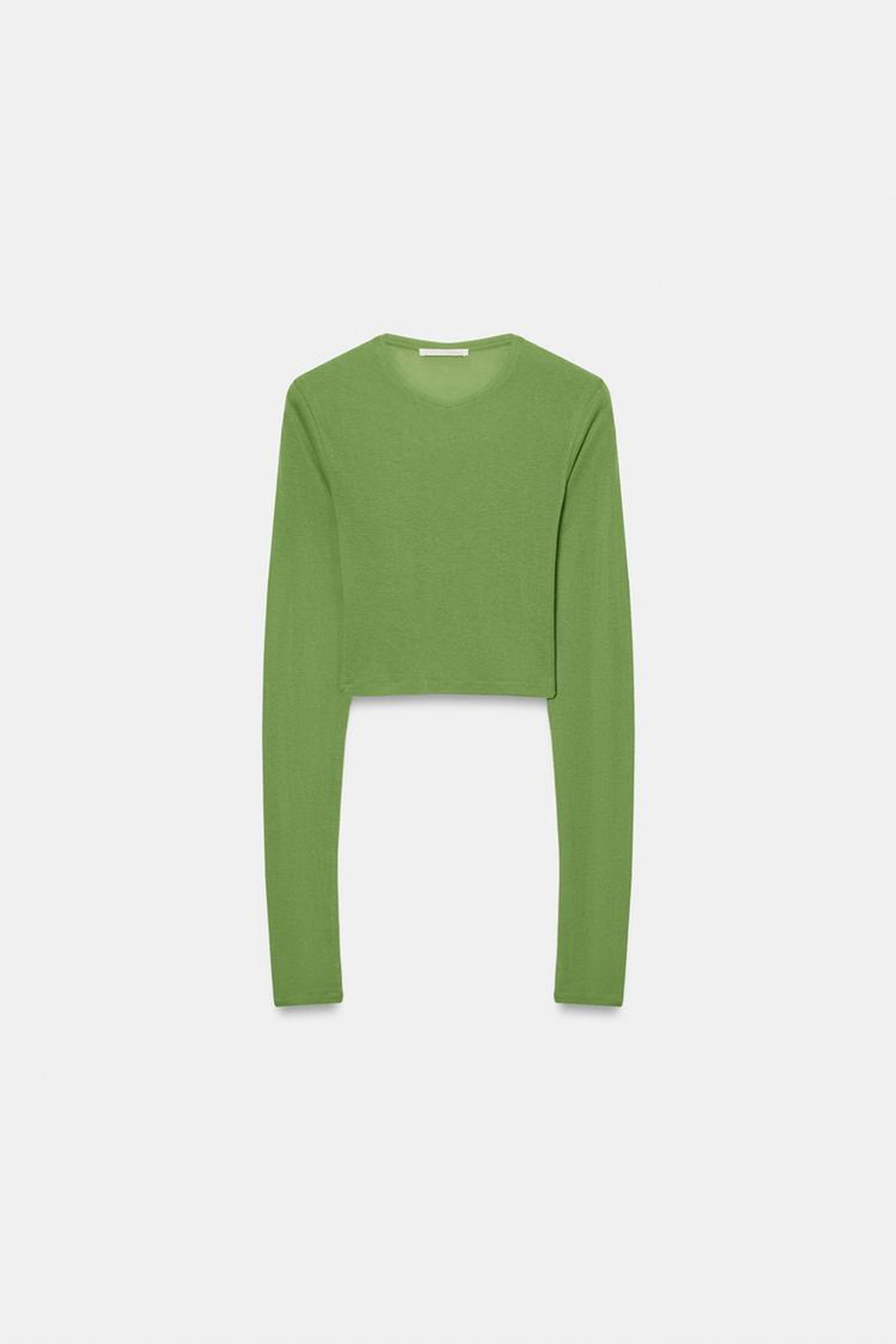 ZARA УКОРОЧЕННАЯ ФУТБОЛКА SUPIMA®, ЗЕЛЕНЫЙ