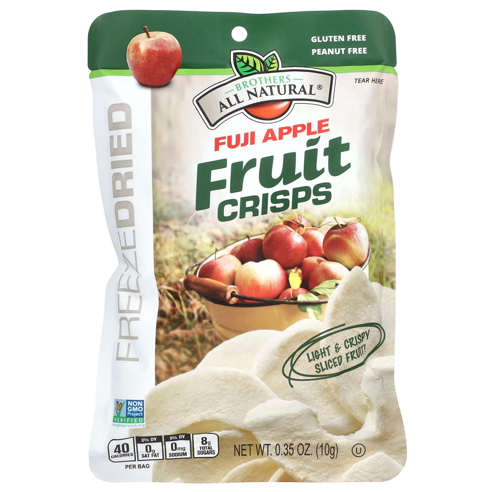 Brothers-All-Natural, Фруктовые чипсы, яблоко Фудзи, 12 пакетиков на одну порцию, 10 г (0,35 унции)