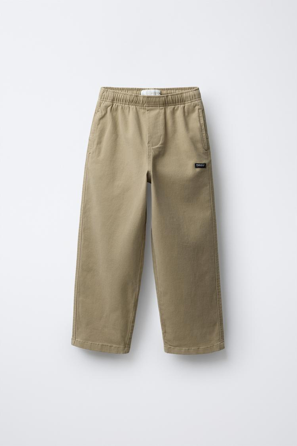 ZARA БРЮКИ STRAIGHT С НАШИВКОЙ, БЕЖЕВЫЙ