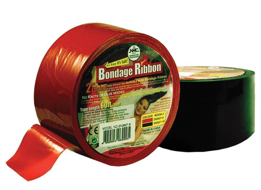 Красная липкая лента для фиксации BONDAGE RIBBON - 18 м. (Цвет: красный)