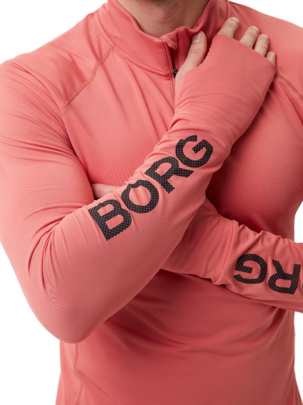 Мужская теннисная кофта Björn Borg Borg Midlayer Half Zip - faded rose