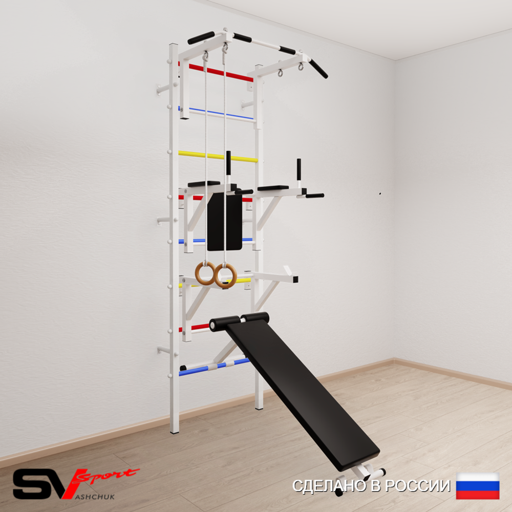 Шведская стенка Sv Sport 591 (Турник стандарт/Брусья/Стойка/Скамья/Кольца)