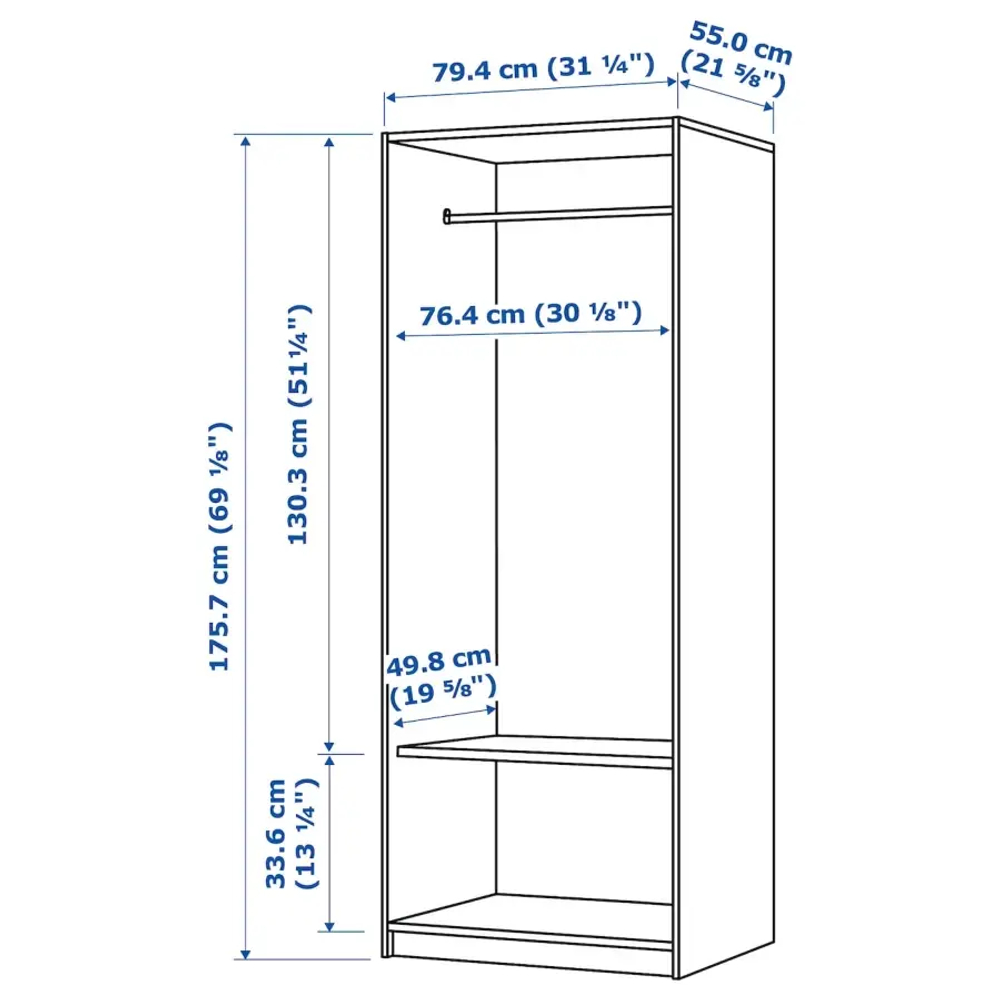 Шкаф распашной - RAKKESTAD IKEA/ РАККЕСТАД ИКЕА, 176х79 см,  черный