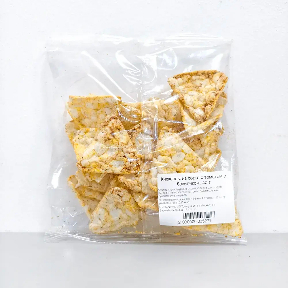 Кнекерсы из сорго с томатом и базиликом, 40 г